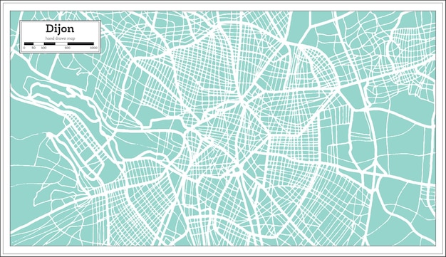 Dijon frankrijk stadsplattegrond in retro stijl. overzicht kaart.