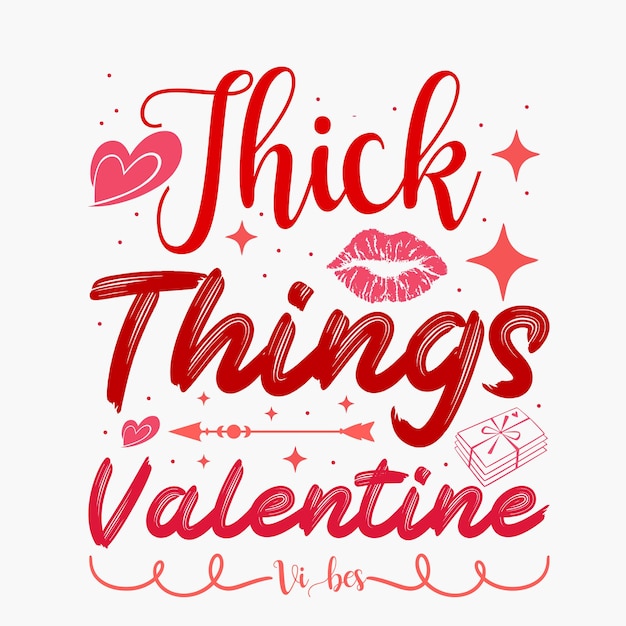 Dikke dingen Valentine Vibes Typografie Clipart illustratie