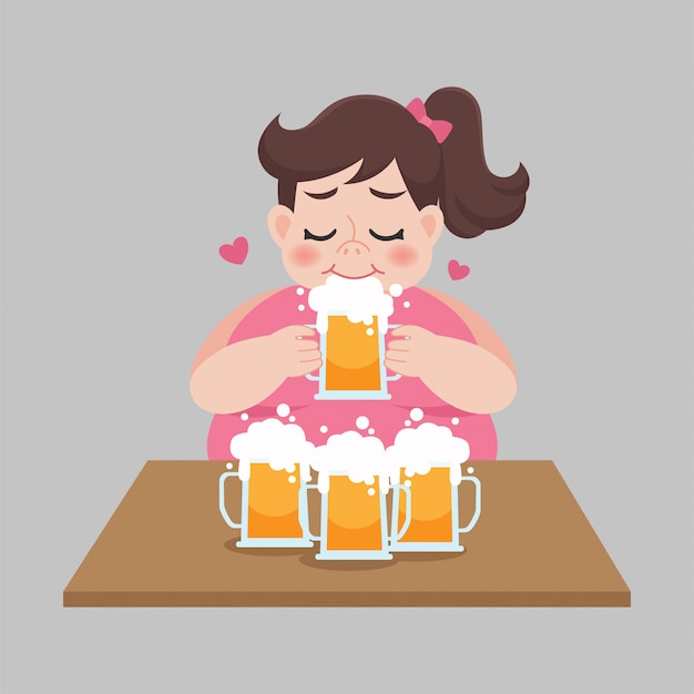 Dikke vrouwen drinken graag een mok bier