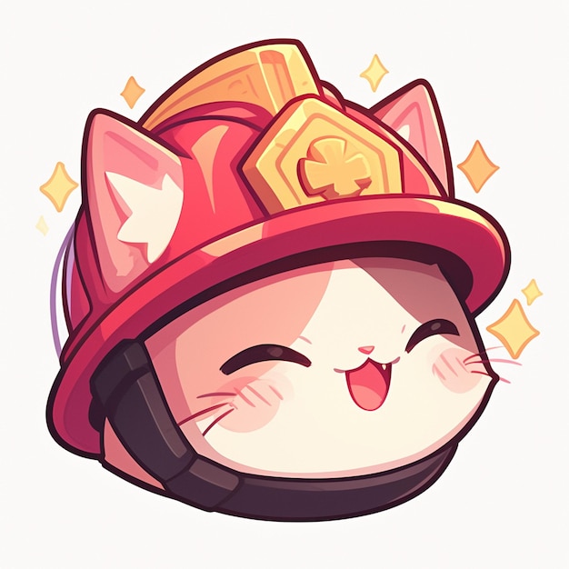 A diligent cat firefighter cartoon style