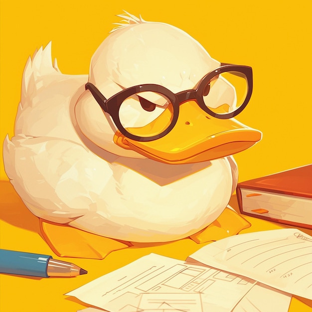 Vector a diligent duck accountant cartoon style