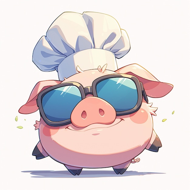 Vector a diligent pig chef cartoon style