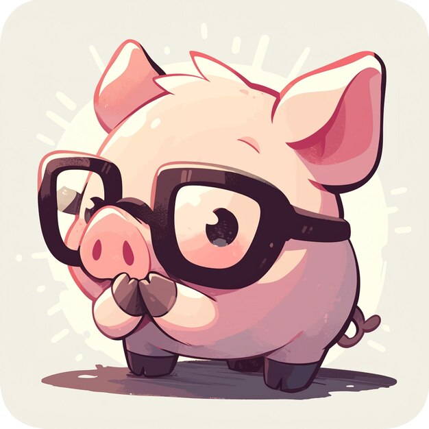 A diligent pig teacher cartoon style