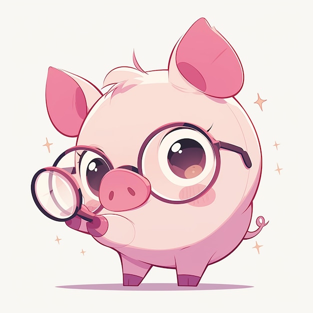 Vector a diligent pig teacher cartoon style