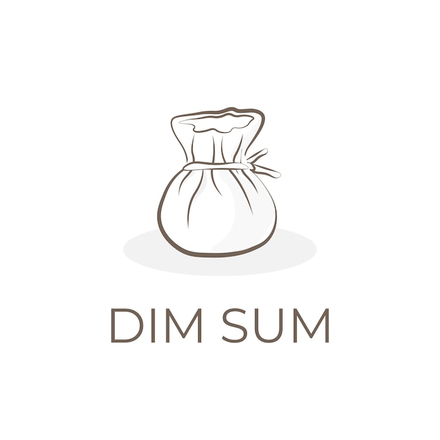 Dim Sum Dumpling Money Bag Simple Line Art Illustration Logo