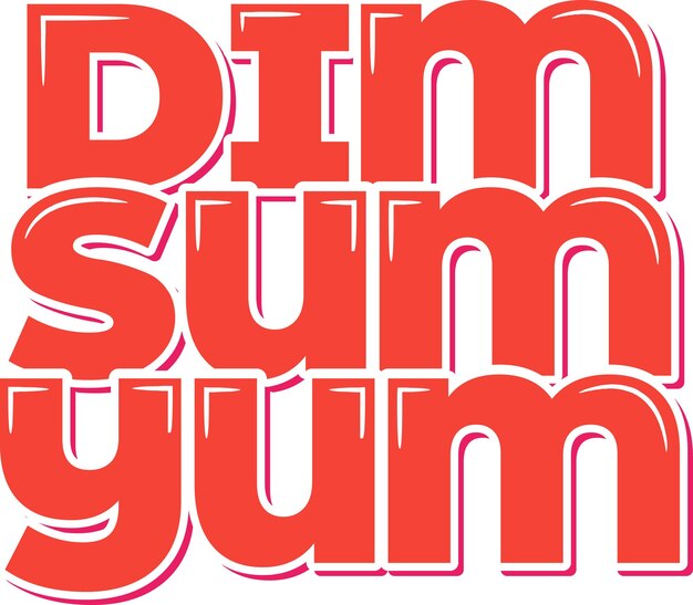 Vettore dim sum yum lettering disegno vettoriale