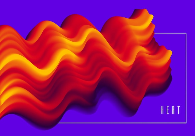 Вектор Размерный элемент градиентной формы для дизайна, абстрактный красочный векторный фон жидкости, плавная 3d волна, цветовая динамическая компоновка движения.