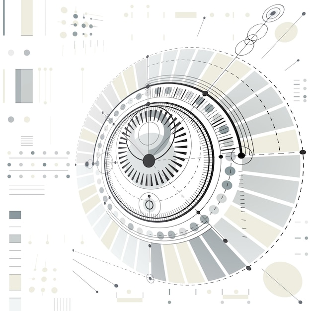 Vector dimensionale abstracte circulaire mechanische regeling, 3d-technologische patroon. vector industriële en technische achtergrond.