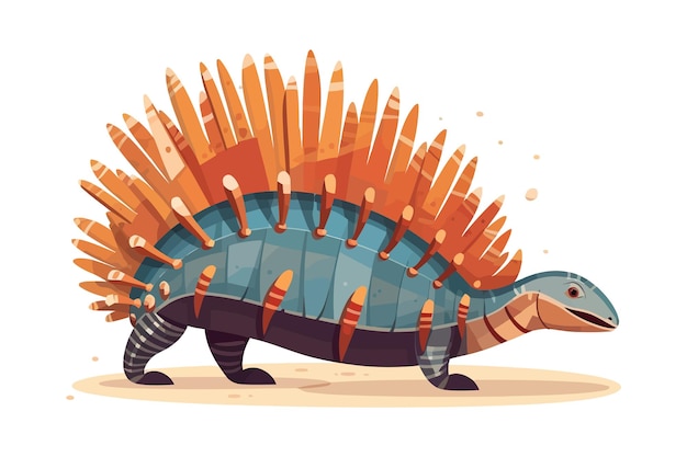 벡터 dimetrodon 선사 시대 공룡 평면 벡터 일러스트 레이 션 흰색 배경에 고립