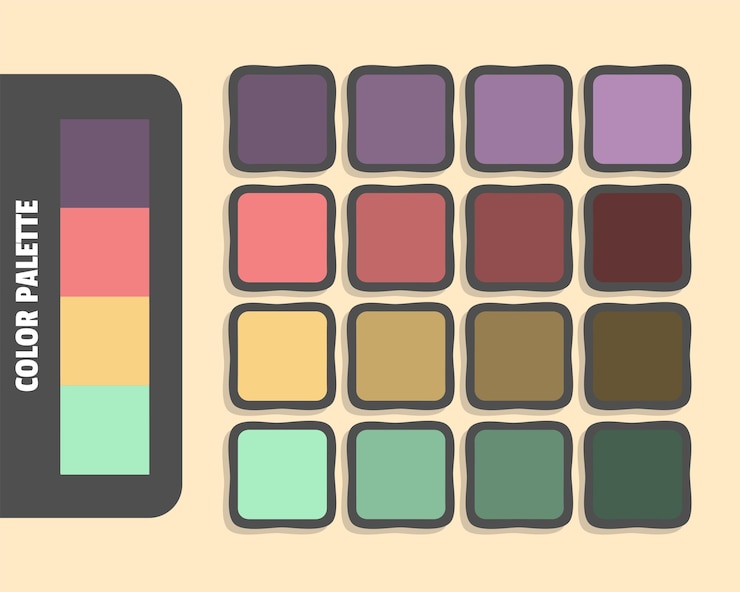 Vector dimgray lightcoral khaki powderblue color palette colour matching rgb harmonious colors