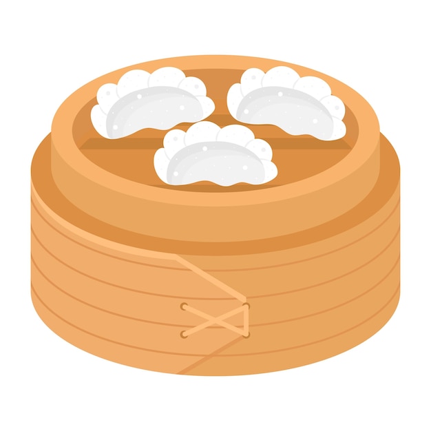 Dimsam traditionele Chinese dumplings in een mand van bamboe stoomboot Aziatische keuken Vector illustratie