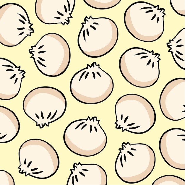 Dimsum Pattern Background Food Vector Illustration