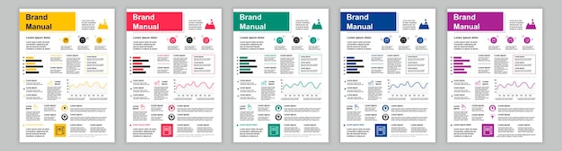 Din a бизнес-шаблоны руководства по бренду устанавливают фирменный стиль брошюры, продвижение страницы, маркетинг
