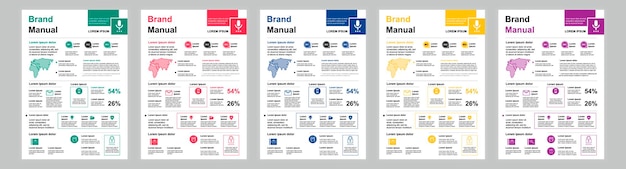 Din a business brand manual templates set company identity brochure page with infographic business