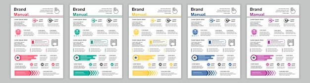 Din a шаблоны руководств по бизнес-брендам устанавливают страницу брошюры с идентификацией компании с инфографикой