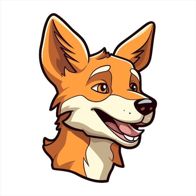 Dingo hond ras Leuke cartoon Kawaii personage Dier huisdier geïsoleerde sticker illustratie