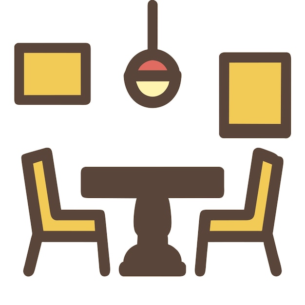 Vector dining room icon broken line