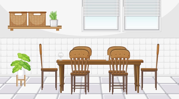 Interior design della sala da pranzo con mobili