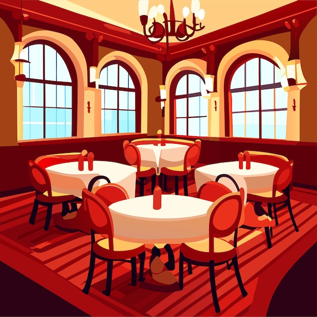 Vector dining room in royal palace vector cartoon illustration