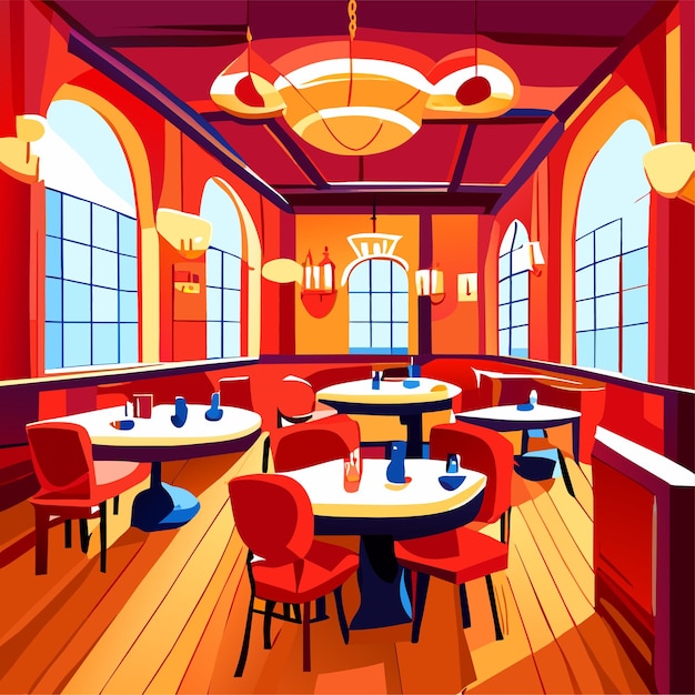 Dining room in royal palace vector cartoon illustration