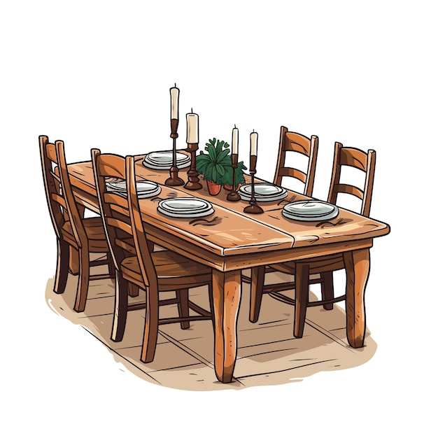 Dining room vector clipart white background