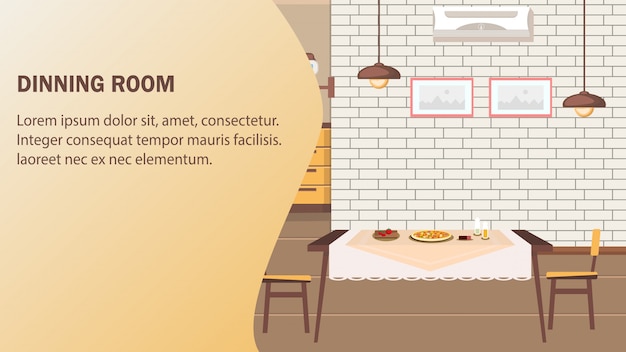 Dining room website vector banner template.