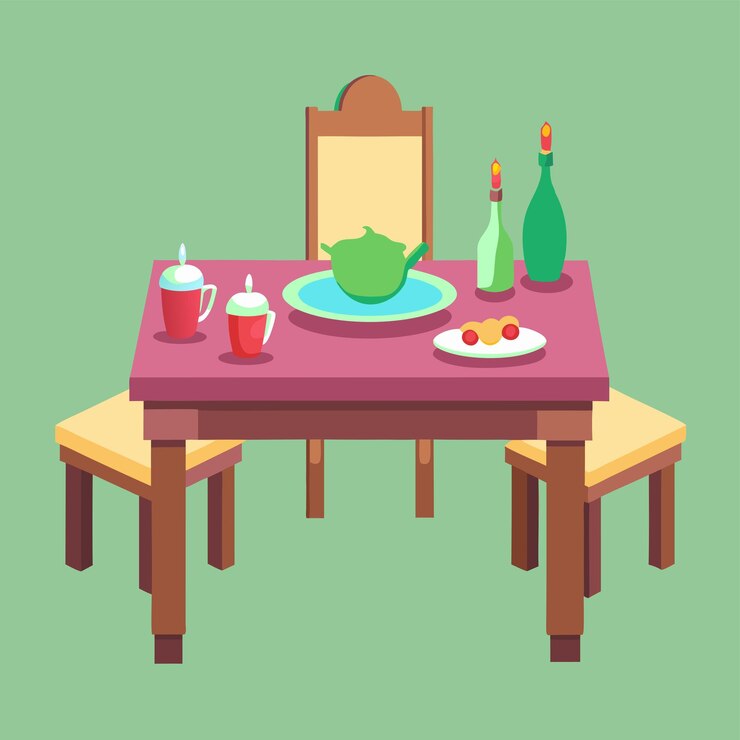 Vector dining table clip art and vector design with a white background