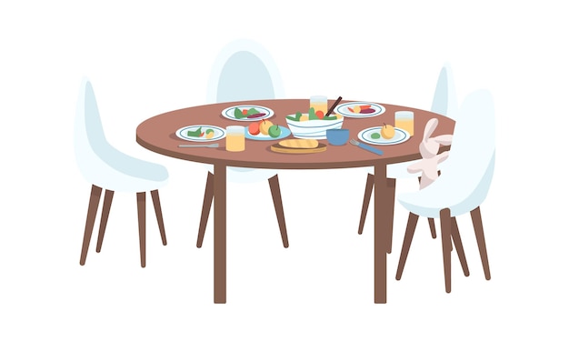 Dining table semi flat color vector element