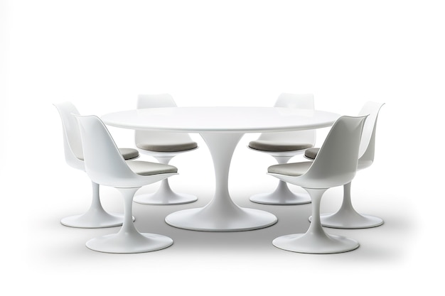 Vector dining table with chairs on white background