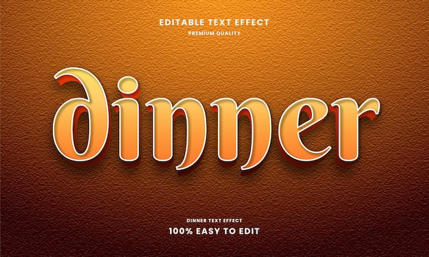 Dinner 3d text effect 3d style editable text effect