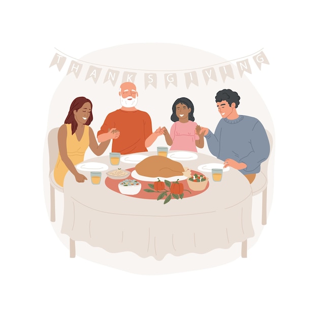 Vector dinner blessing isolated cartoon vector illustration