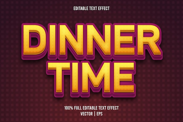 Dinner time editable text effect retro style