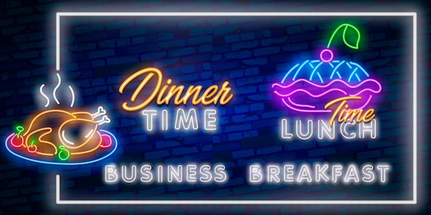 Vector dinner time neon sign