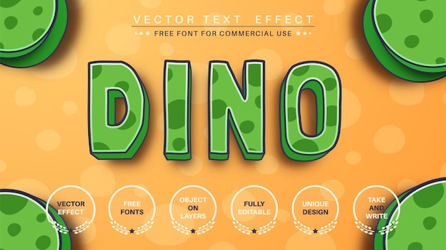 Dino 3d editable text effect vector with background