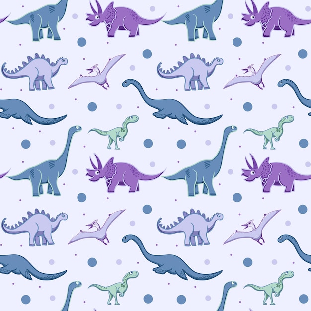 Dino background Seamless pattern with dinosaurs baby pattern Cute vector texture for kids