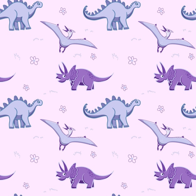 Dino background. Seamless pattern with dinosaurs, baby pattern