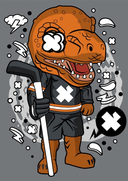 Dino hockey illustratie