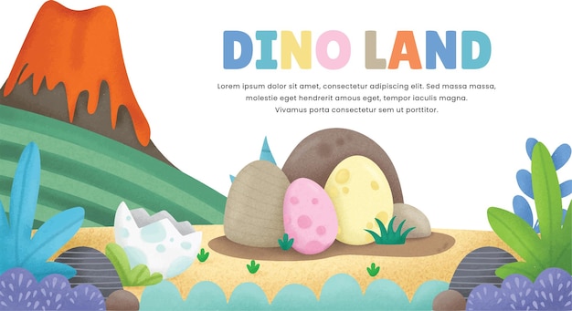 Dino Land Achtergrond Waterverf