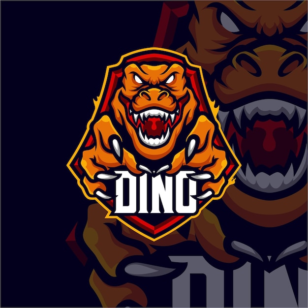 dino masscot logo esport Премиум векторы