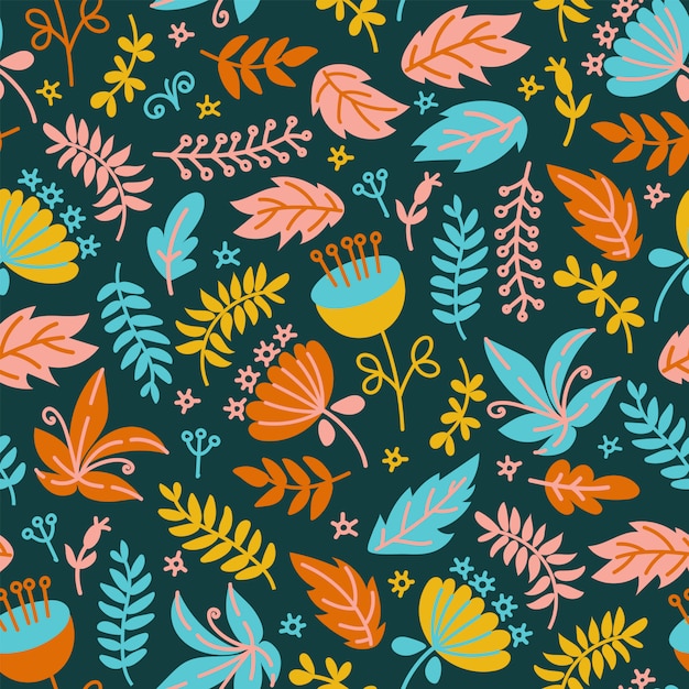 Dino stof floral grunge prehistorische naadloze patroon vector