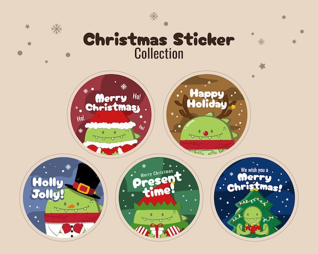 Dino trex christmas sticker collection