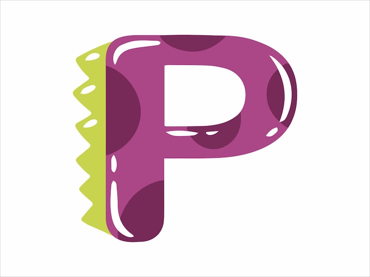 Vector dinosaur alphabet letter p illustration