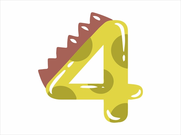 Dinosaur Alphabet Number 4 Illustration