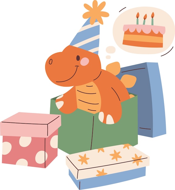 Dinosaur Baby With Birthday Presents