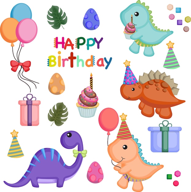 dinosaur birthday party vector