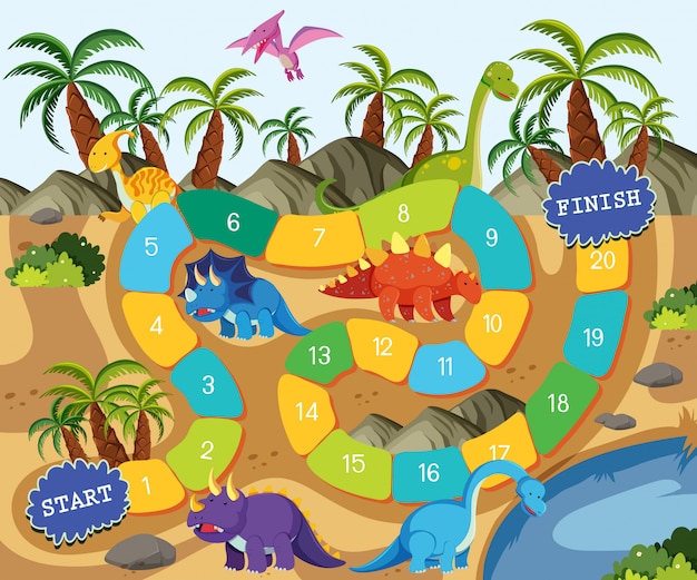 A dinosaur board game template