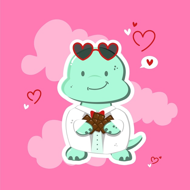 Vector dinosaur brontosaurus valentines day suit