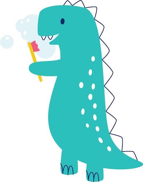 Dinosauro che si lava i denti
