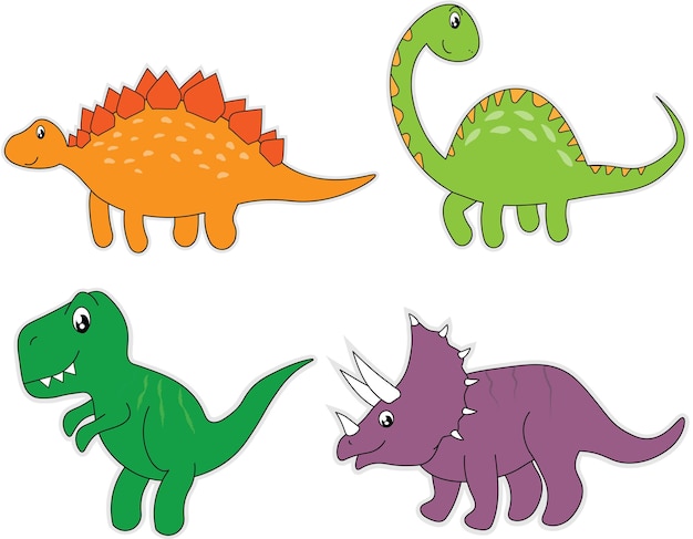 Vector dinosaur cartoon collection vector set of different types of dinosaurs