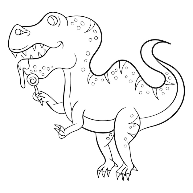 Dinosaur cartoon kleurplaat voor kinderen premium vector